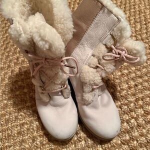 Sorel Pink and Cream Shearling Boots